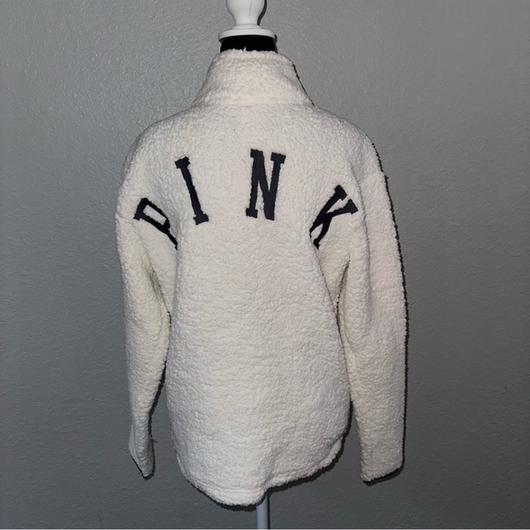 Victoria’s Secret PINK White Sherpa Quarter-Zip Pullover – Size XS - NWT - Picture 2 of 8